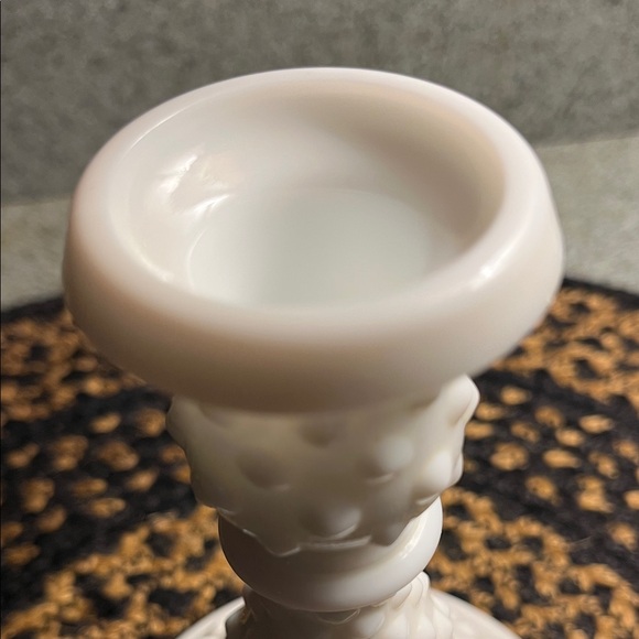 White Fenton Hobnail Candle Holder - Picture 13 of 17
